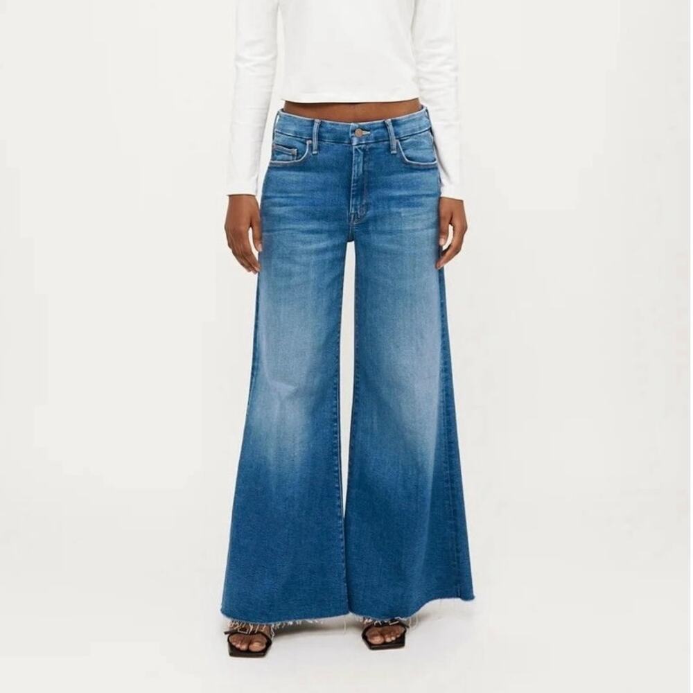 MOTHER NWT The Roller Fray 29 Work Hard Play Hard Wide Leg Jeans